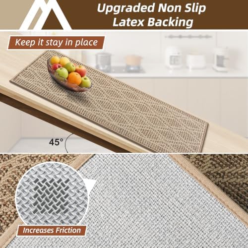 COSY HOMEER Kitchen Rugs Sets of 2 Non-Slip Washable,20”x30“+20”X48“ - Image 3
