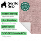 GORILLA GRIP Bath Rug Mat for Bathroom, Absorbent Chenille 44x26 Dusty Rose - Image 2