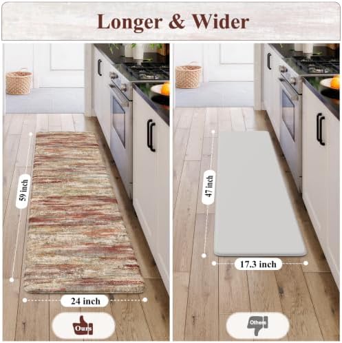 KIMODE Kitchen Mat Cushioned Anti Fatigue,Rustic Kitchen Runner Rug,24"x59" - Image 2