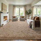 8x10 Extra Large Beige Fluffy Area Rug Non-Slip for Living Room Bedroom - Image 3