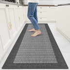 StepRite Kitchen Rugs, Kitchen Mats for Floor, 60"x24" Non-Slip Machine-Washable Kitchen Throw Rug, Absorbent Runner Rugs Office, Sink Standing Desk Mat, Decor Carpet, Grey by Bringcushiontoyourlife