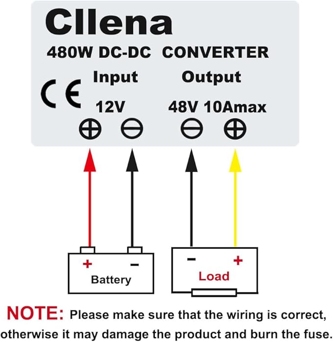 Cllena DC/DC 12V to 48V Boost Converter 10A 480W Step Up Voltage Regulator Module Car Power Supply Voltage Transformer (Input 10V-16V)