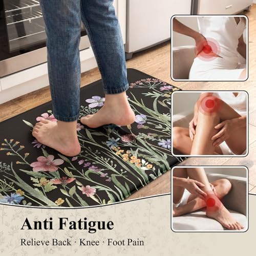 KIMODE Anti Fatigue Mats for Kitchen Floor, Farmhouse Floral Kitchen Rugs - Image 2
