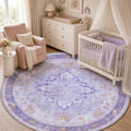 RELEANY Washable Area Rug, Round 5ft, Purple by RELEANY