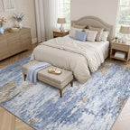 5x7 Area Rug for Living Room, Abstract Washable Non-Slip Rugs, Light Blue - Image 2