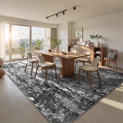 Ompaa Living Room Rug 5x7 Black Area Rug Machine Washable Boho Carpet Non Slip Abstract Vintage Indoor Large Rugs for Bedroom, Classroom, College Dorm, Farmhouse, Dining Room, Kids Playroom - Image 3