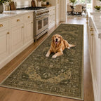RELEANY Washable Area Rug, Runner 3'x10', Brown/Dark Brown by RELEANY