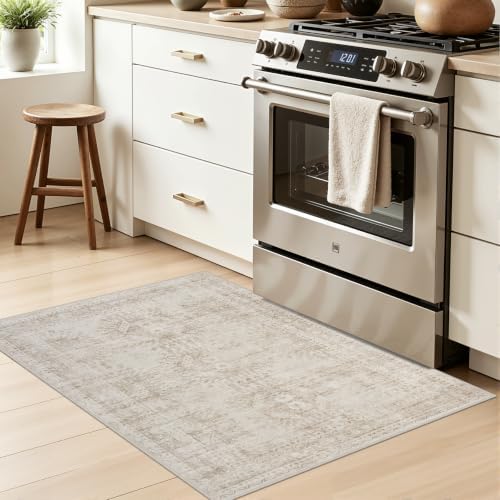 Washable Area Rugs 2x4: Neutral Living Room Bedroom Carpet Brown - Image 3