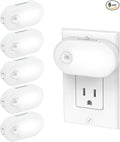 Lyridz Plug in Night Light with Motion Sensor, Smart Cool White LED Nightlights with 1-120LM Stepless Adjustable Brightness for Bathroom, Bedroom, Kitchen, Stairs, Hallway, 6 Pack