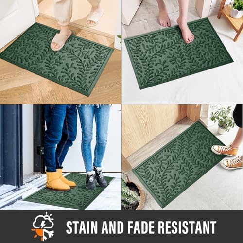 HIYARD Front Door Mat, Absorbent Dirt Trapping Welcome Door Mat Indoor Outdoor, Non Slip Entry Mat, Indoor Outdoor Door Mats, Fade Resistant, Low Profile Doormat for Entryway, 36×24, Green - Image 4