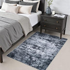 Area Rug Living Room: 3x5 Modern Washable Indoor Carpet Black - Image 3