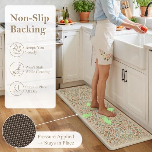 Collive Kitchen Mats for Floor Beige Kitchen Rugs Non Slip, 24''x71'' - Image 3