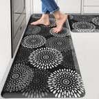LuxStep Kitchen Mats for Floor,0.47 inch Thicker Cushioned Rug Anti-Fatigue Mats for Kitchen Decor Accessories,Waterproof Non-Slip Mats and Rugs Set for Office,Laundry 17.3"×29"+17.3"×47",Black by LuxStep