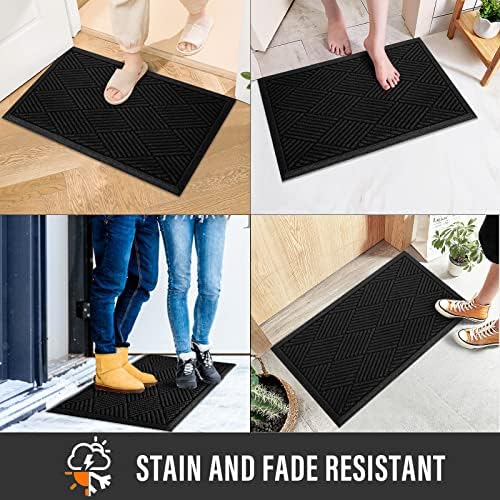 HIYARD Durable Front Door Mat, Absorbent Muddy Dirt Resist Welcome Door Mats Outdoor Indoor, Stain and Fade Resistant, Non-Slip Rubber Backing Low Profile Doormat for Entryway, 30×17, Black - Image 5