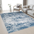 Area Rug Living Room: 5x5 Modern Washable Indoor Soft Carpet Blue by FXRHLP