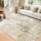 RELEANY Washable 7'x9' Abstract Area Rug for Living Room Neutral Brown by RELEANY