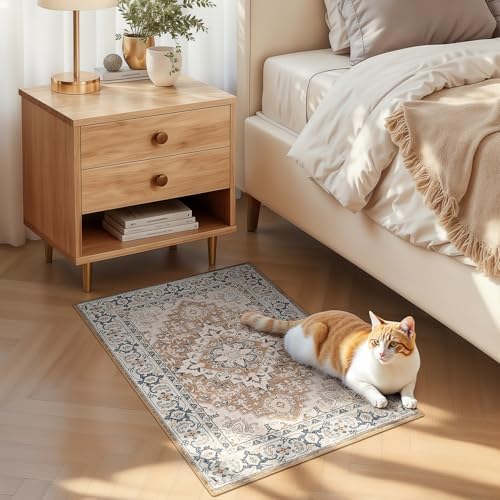 Lofus 2x3 Washable Rug for Entryway Bathroom, Non Slip Kitchen Mats Brown - Image 3
