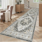 Madane Hallway Runner Rug 2'6''x10' Black, Washable Vintage Kitchen Runners by Madane