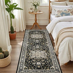 Hallway Runner Rug: 2.6x8 Kitchen Rugs for Living Room Black Gold - Image 2