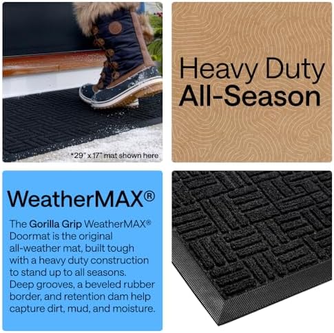 GORILLA GRIP WeatherMAX Door Mat, Indoor Outdoor Use, 35x23, Black Maze - Image 3