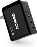 GOOLOO 100W USB C Charger Block, 4-Port Foldable Compact Fast Wall Charger for MacBook Pro/Air/iPad/iPhone Series and More, SuperSafe Power Adapter for GT3000/GT4000S/GT4000/GT6000/A7 Jump Starters