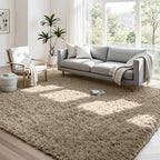 4x6 Fluffy Shag Area Rugs for Living Room Bedroom: Soft Carpet Gray Camel by CarpetAddColortoYourLife