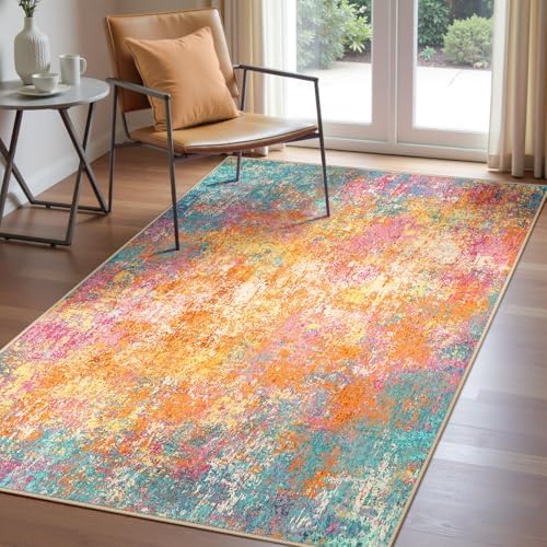 RELEANY Washable 4'x6' Abstract Area Rug for Living Room Starlight - Image 4