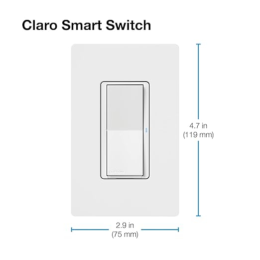 Lutron Claro Smart Light Switch w/ Wall Plate for Caseta Lighting, for LED Lights, Fans, 5 Amp, Single-Pole/3-Way, Neutral Required, DVRFW-5NS-WH-A, White