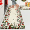 KIMODE Christmas Decor Kitchen Mats Cushioned Anti Fatigue,Beige Decoration by StayinComfortCookwithJoy