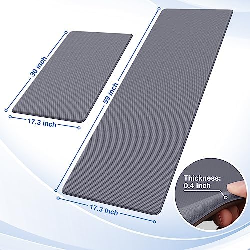 StepRite Kitchen Mats for Floor, 2-Piece Anti-Fatigue Kitchen Rugs, Grey - Image 2
