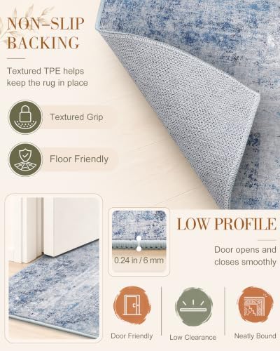 OLANLY 8x10 Washable Area Rug, Soft Non Slip Carpet for Bedroom Living Room - Image 6