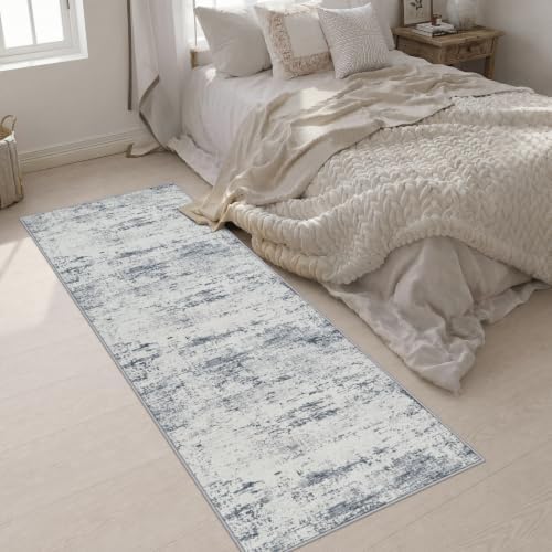 3x8 Washable Runner Rug：Modern Abstract Soft Carpet Blue Grey - Image 5