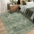 RELEANY Washable Area Rug, 5'x8', Green/Dark Green/Gray - Image 2