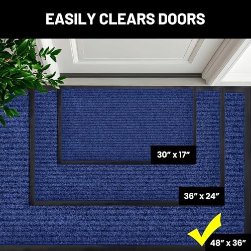 Front Door Mat Indoor Outdoor Welcome Entryway Entrance Doormat, 48x36 Blue - Image 4