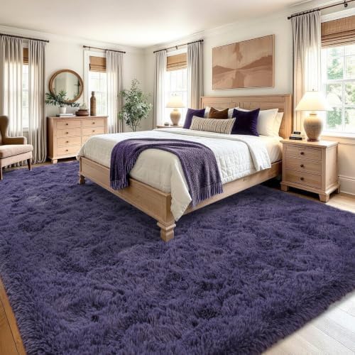 8x10 Extra Large Taro Purple Fluffy Area Rug Non-Slip for Living Room - Image 4
