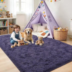 4'x5'3'' Taro Purple Fluffy Soft Area Rug Non-Slip for Bedroom Living Room - Image 4