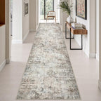 3x14 Washable Runner Rug：Modern Abstract Kitchen Soft Carpet Brown by FXRHLP