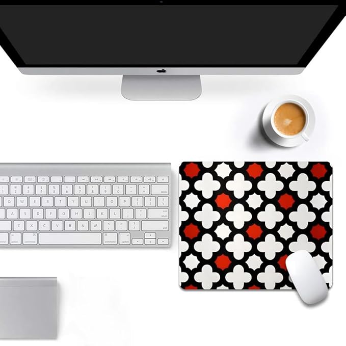 Red Lattice Tile High Contrast Square Mouse pad, Texture, Waterproof, Anti Slip Rubber Base, Computer Mouse pad, Laptop Mouse pad