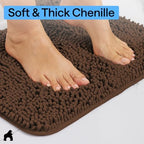 GORILLA GRIP Chenille Bath Rug Mat for Oval Toilet Base, 24x19 Brown - Image 5
