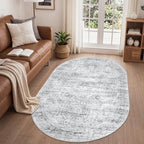 3x5 Oval Rug for Bedroom,Washable Area Rug,Grey by Restydon