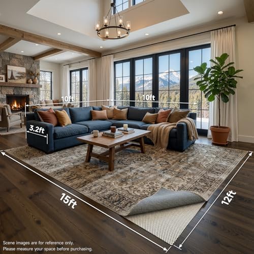 Veken 12x15 Ft Rug Pad Gripper for Hardwood Floors, Non Slip Rug Pads for Area Rugs, Thick Rug Grippers for Tile Floors, Under Carpet Anti Skid Mat, More Than 99 Pcs Anti-Slip Solid Square Pattern - Image 6