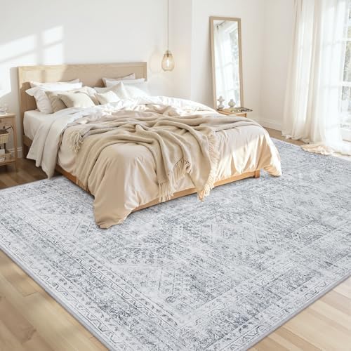 10x12 Area Rugs Living Room: Bedroom Neutral Washable Carpet Gray - Image 2
