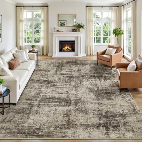 Lofus 8x10 Area Rug for Living Room, Abstract Washable Large Rugs, Brown by Lofus