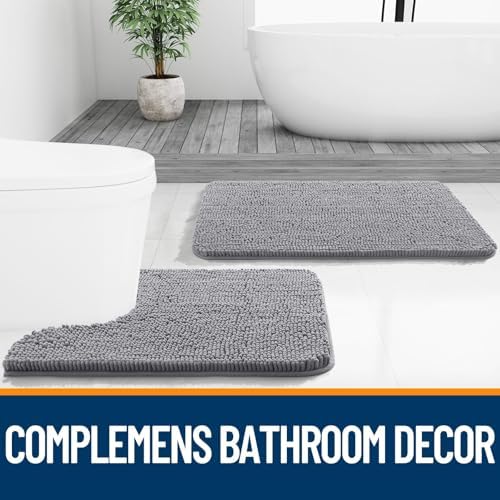 OLANLY Toilet Rugs U-Shaped 24x24, Soft Absorbent Chenille Contour Rugs - Image 7