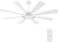 ELEHINSER 60 Inch Ceiling Fan with Lights and Remote Control, 8 Plywood Blades, 6-Speed Noiseless Reversible DC Motor, 3CCT, Windmill Ceiling fan for Kitchen Bedroom Living Room, Gloss White