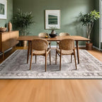 Washable Neutral Farmhouse Living Room Rug, 6x9 Area Rugs for Bedroom, Dining Room Under Table Carpet, Kids Room, Large Boho Vintage Non-Slip Floral Rugs Low Pile Stain Resistant (6x9 Beige/Latte) - Image 3