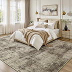 9x12 Area Rug for Living Room, Abstract Washable Non-Slip Large Rugs, Brown - Image 2