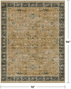 Traditional Washable 6x8 Area Rug for Living Room, Vintage Boho Dining Room Rugs for Under Table, Lightweight Foldable Low Pile Soft Carpet, Rustic Brown and Charcoal Olive Floral Design - Image 2