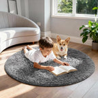 Ophanie Round Rug 4Ft Grey Circle Area Rugs, Fluffy Fuzzy Small Bedroom Carpet 4 Foot, Plush Shag Floor Gray Living Room Christmas Circular Decor for Kids Teen Boys Baby with Over 99 pcs Pile fibers - Image 5