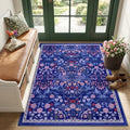 PLHXFR Area Rug Living Room: 3x5 Floral Washable Boho Soft Carpet Blue by PLHXFRSoftAreaRugs